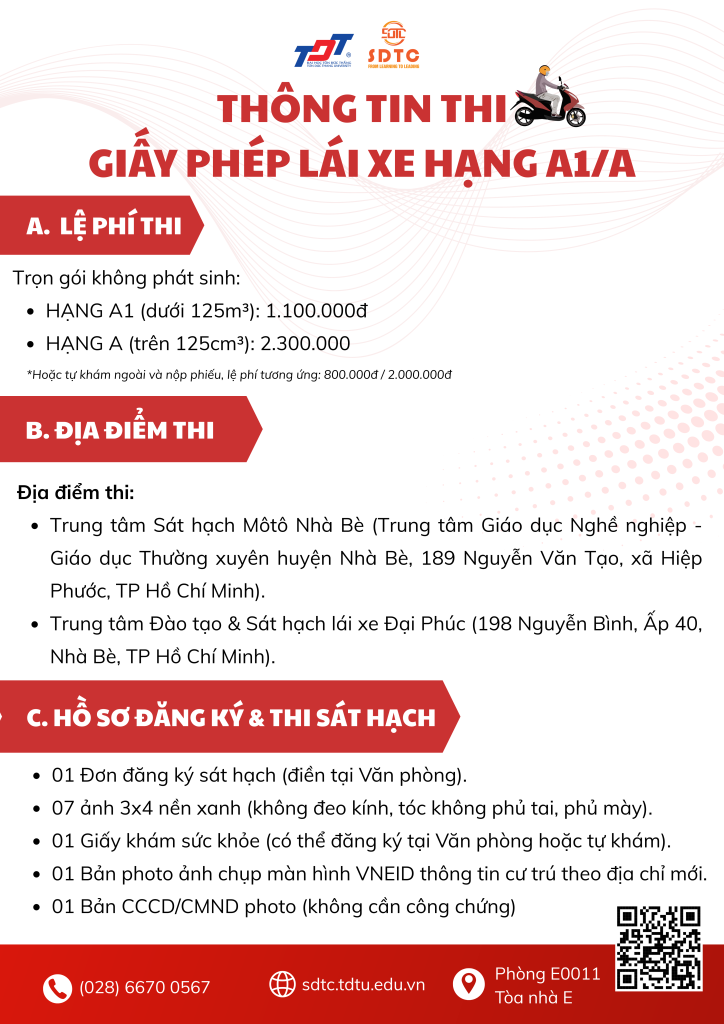thông tin thi lái xe hạng a1, a, thi gplx